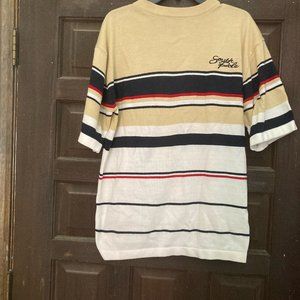 Tan / Navy / Red / White Striped Sweater